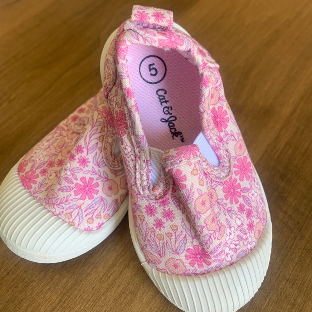 Cat and Jack Slip-on Pink Floral Sneakers